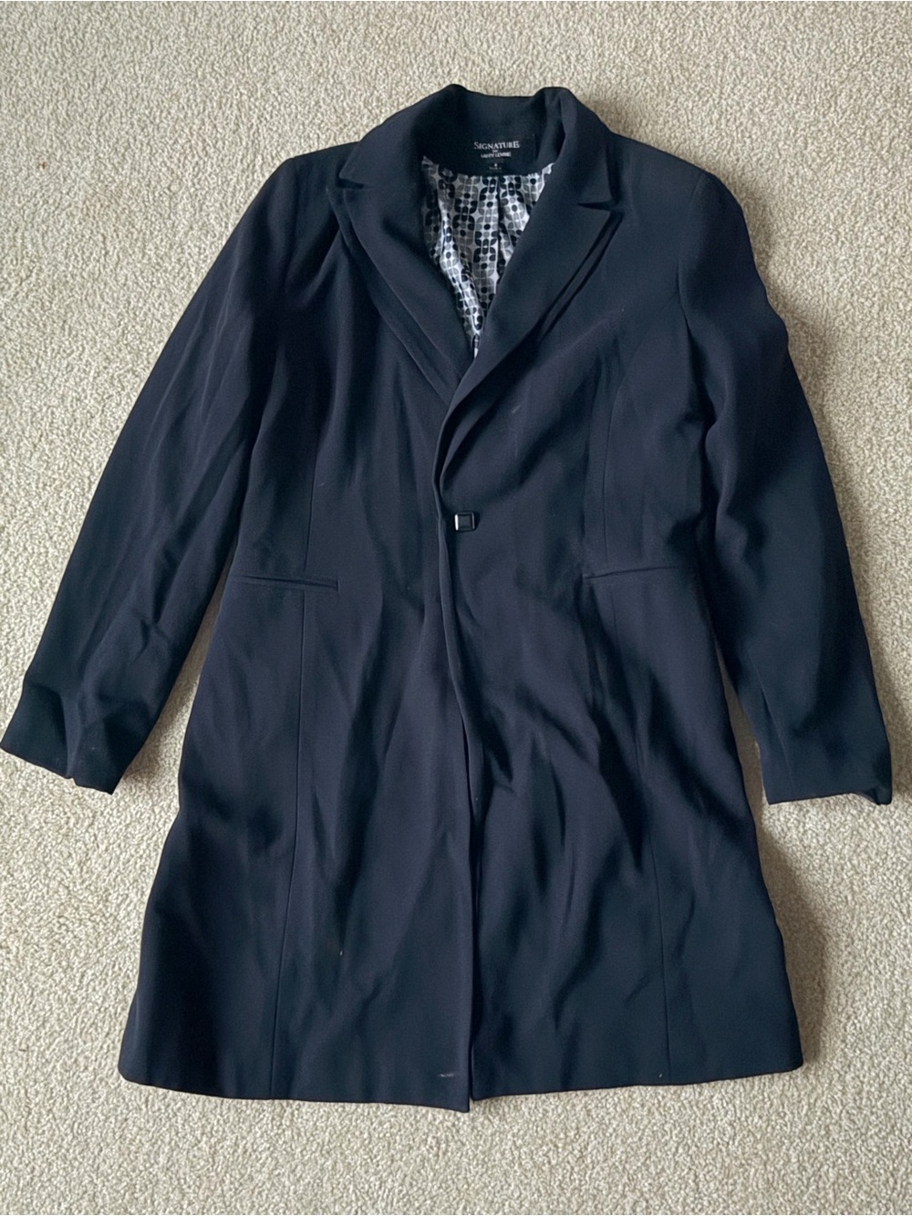 Signature by Larry Levine Women’s Cool Tone Black Long Blazer/Overcoat Size 8